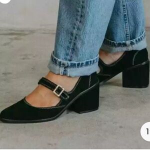 Kelsi Dagger Black Heels, velvet Mary Jane block heel